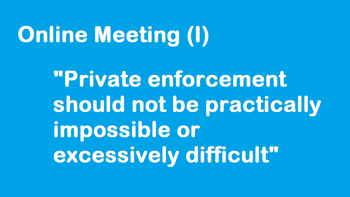 Online meeting (I)
Private enforcement - not impossible or excessively difficult